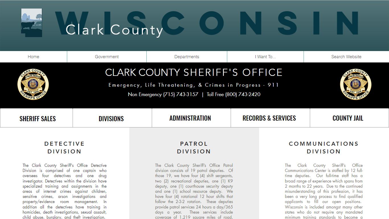 Sheriff's Department Division | Clark County WI